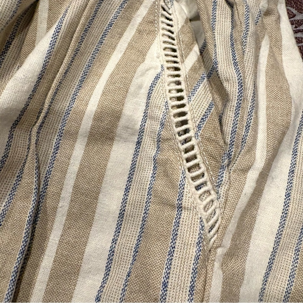 Briggs Linen Blend Striped Pull On Shorts Small Beige Tassel Drawstring - Picture 6 of 9